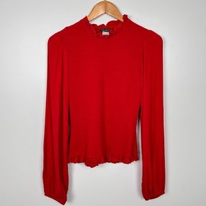 VENUS Red Ruffle Long Sleeve Blouse